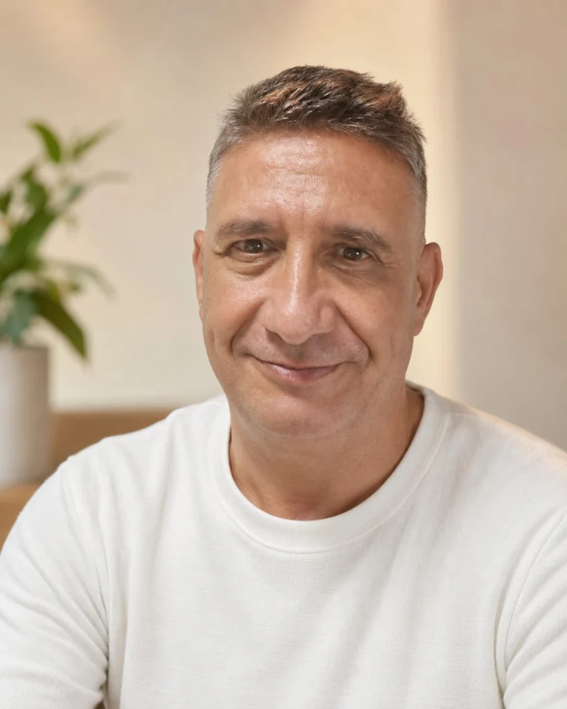 Eduardo García, autor de Compás Vital, mirando a cámara